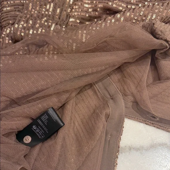 NWT Anthropologie Brown Sequin Blouse with attached lining - Picture 9 of 9